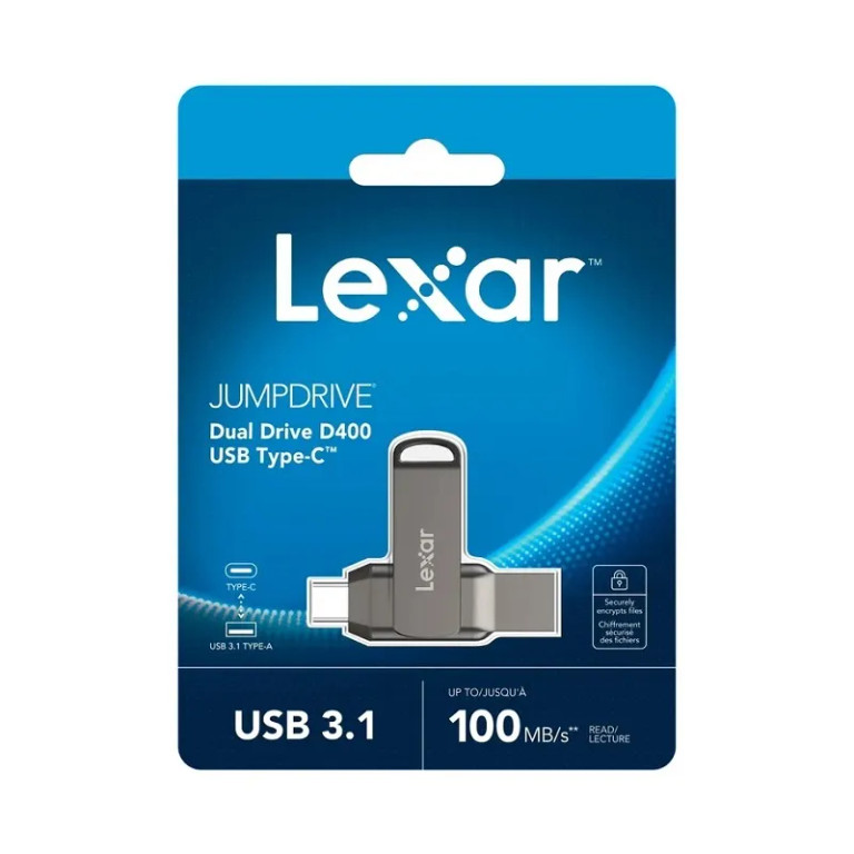 فلش 64 گیگ لکسار USB 3.2 مدل DUAL DRIVE D400